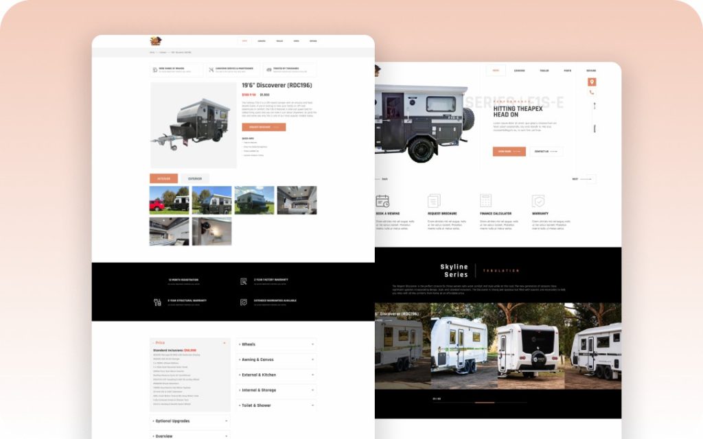 sunchasercaravans 网页设计